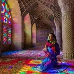 travelers in Nasir al-Mulk Mosque Shiraz