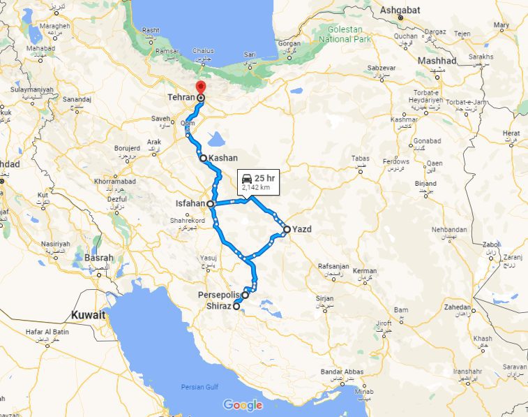 map_9 Days Iran Classic Tour