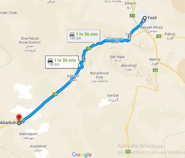 Yazd City Tour- Google map