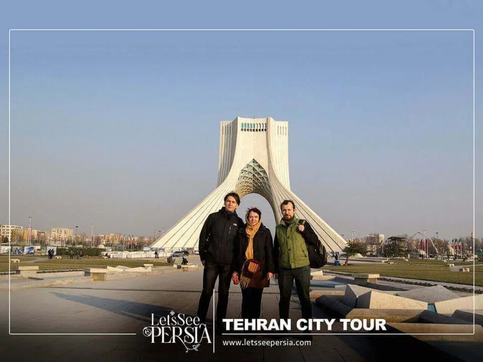 Tehran City Tour-travelers in Azadi Tower Tehran, Iran