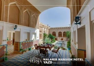 inner yard of malamir mansion hotel yazd