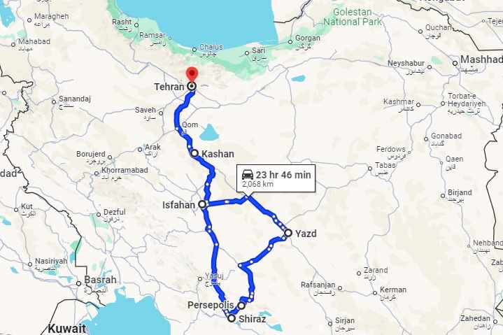 iran tour for pakistani citizens on google maps