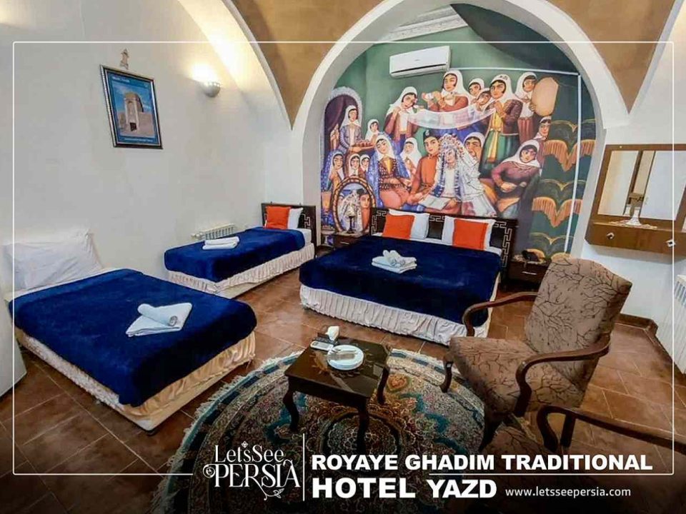 four bed room of royaye ghadim traditional hotel yazd