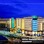 hayat shargh hotel mashhad building at night